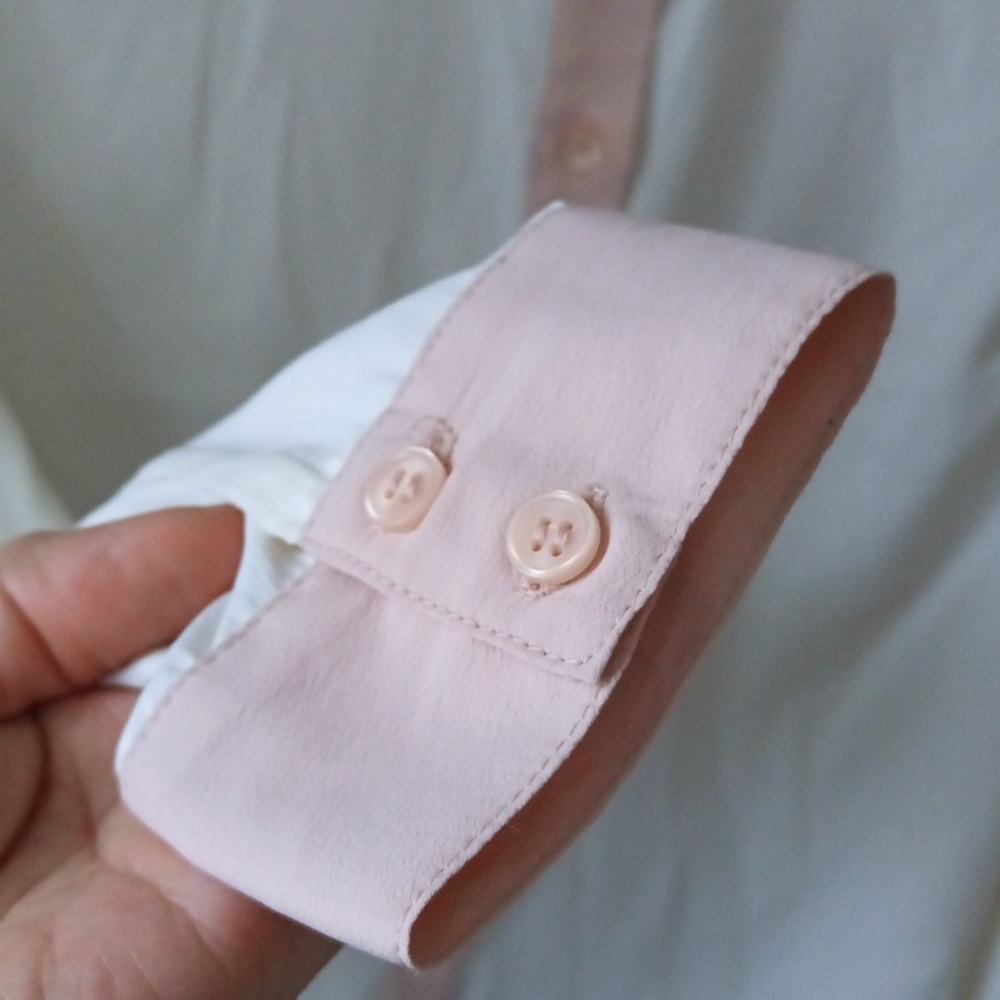 🪇2for$15 Ptp 17" H&M Cream and Pink Casual Button Down Shirt - Picture 6 of 10